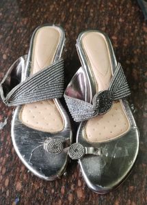Silver Beaded Thong Sandals....