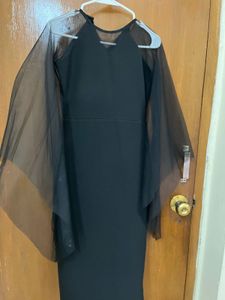 Chic Black Sheer Sleeve Dress