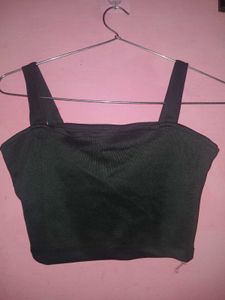 Sleek Black Ribbed Crop Top