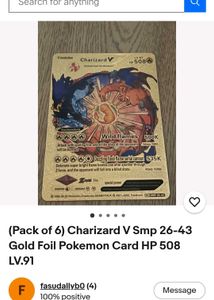 Gold Charizard V Pokemon Card