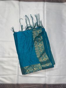 Elegant Teal Blue Silk Saree
