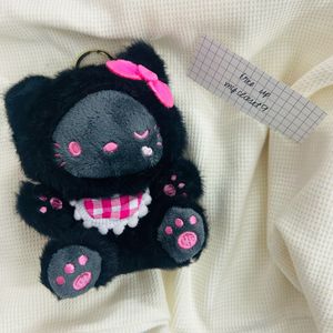 Cute Black Cat Plush Keychain