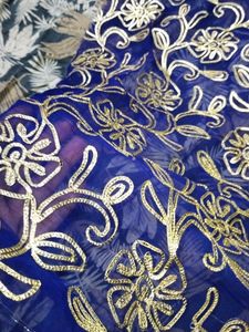 Navy Blue Golden Embroidered One Mtre Cloth💙