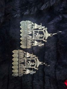 Oxidized Silver Tribal Earrings