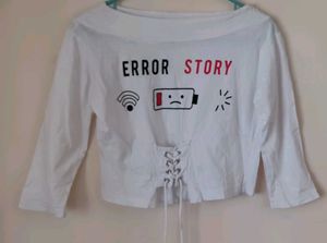 White Off-Shoulder Graphic Crop Top