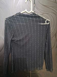 Sheer Mock Neck Long Sleeve Top