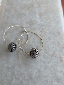 Elegant Silver Beads Hoop Earrings