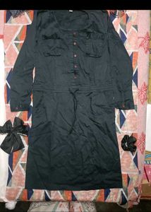 Mango Dark Grey Denim Shirt Dress