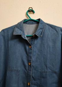 Blue denim shirt dress