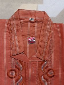 Boy's Striped Embroidered Kurta set