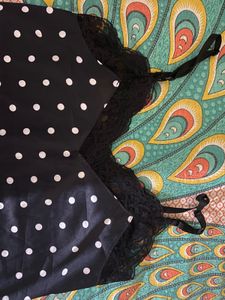 Polka Dot Cami Top with Lace Trim