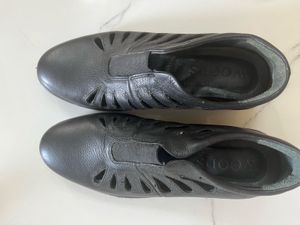 Woodland Black Leather Cut-Out Flats