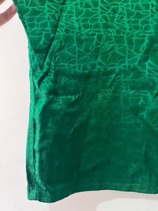 V-Neck Emerald Green Kurta Top