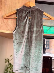 Velvet Mock Neck Sleeveless Top
