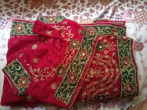Red Embroidered Saree with Blouse