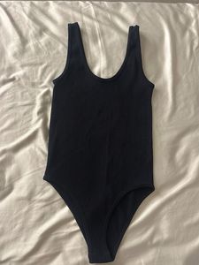 Black Ribbed Tank Bodysuit