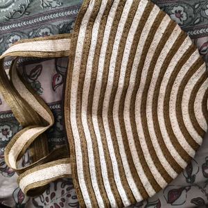 Striped Straw Tote Bag