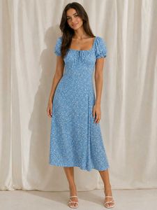 Blue Floral Print Dress for women