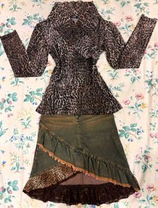 Leopard print skirt and sheer top