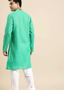 Men's Green Striped Kurta