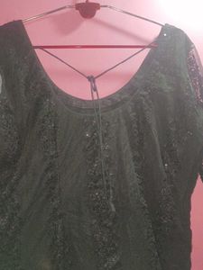 Elegant Black Sequined Saree