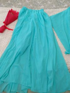 Stunning Blue Sharara Set ( Margin available )