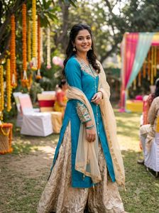 Blue Embellished Kurta