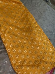 Yellow &amp; Pink Brocade Kurta Set