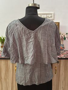 Stylish Grey Checkered Top