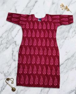 Maroon Printed Kurta