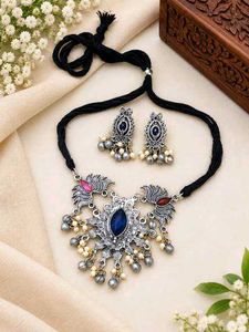 Oxidised Silver Necklace and Earring Set