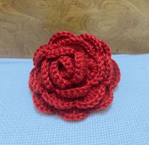 Red Crochet Rose Hair Clip