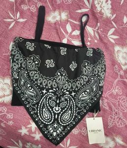 Black Bandana Print Crop Top