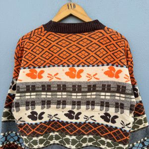 Vintage Patterned Knit Sweater