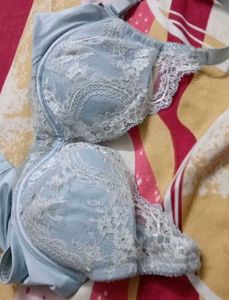 Light Blue Lace Trim Bra