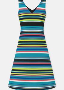 V-Neck Striped A-Line Dress