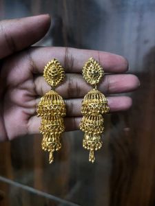 Exquisite Gold Jhumka Earrings