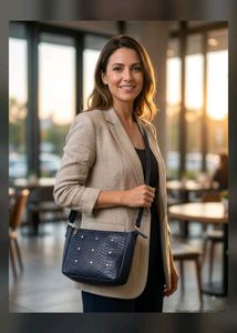 Stylish Navy Studded Crossbody Bag