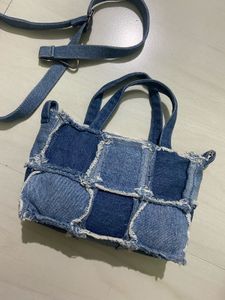 Patch Denim Shoulder and Hand Bag