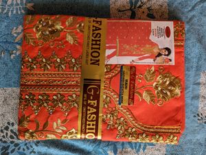Orange Embroidery Suit Salwar Set With A Tag