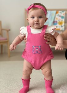 Adorable Pink Cat Romper