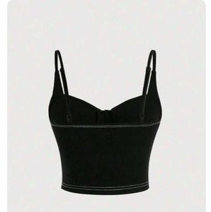 Chic Black Corset Top with Contrast Stitching