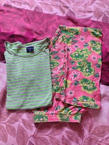 Purple Floral Print top &amp; pant