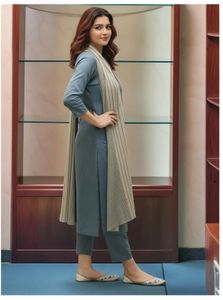 Elegant Blue Kurta Set with Scarf