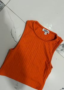 Ribbed Orange Tank Top