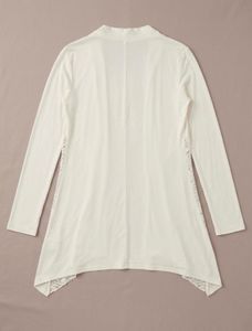 White Lace Trim Cardigan