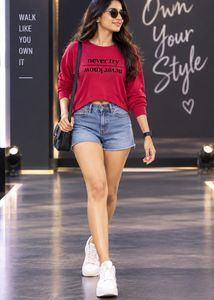 Red Graphic Print Cropped T-Shirt