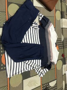 Striped Top and Navy Pants Set