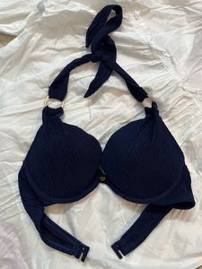 🧿Navy Blue Textured Bikini Top
