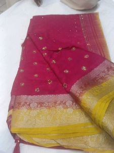 Beautiful Embroidered Pink Saree